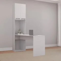 Storage Unit with Desk - White