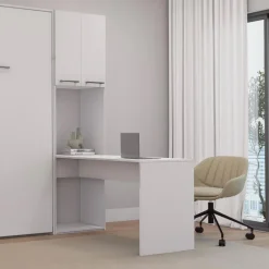 Storage Unit with Desk - White