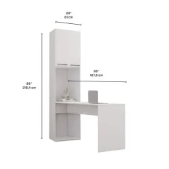 Storage Unit with Desk - White