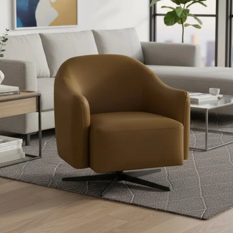 Swivel Accent Armchair - Caramel