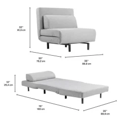 Swivel Armchair Bed - Grey