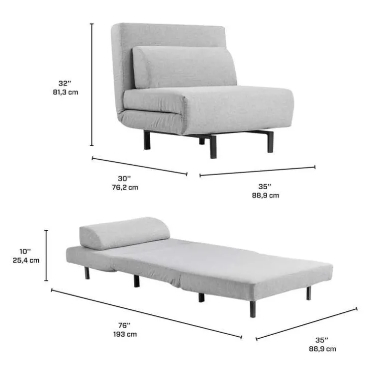 Swivel Armchair Bed - Grey