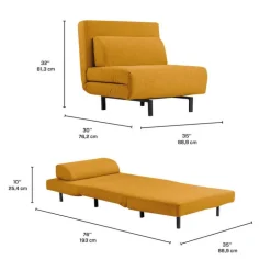Swivel Armchair Bed - Yellow