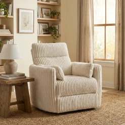 Swivel Corduroy Velvet Rocker Recliner - Beige