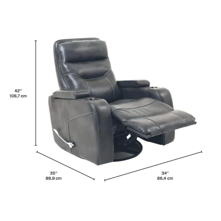 Swivel Rocker Recliner with Storage - Grey