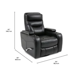 Swivel Rocker Recliner with Storage - Black