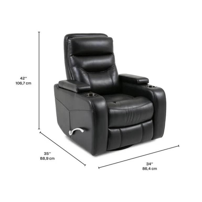 Swivel Rocker Recliner with Storage - Black