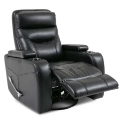 Swivel Rocker Recliner with Storage - Black