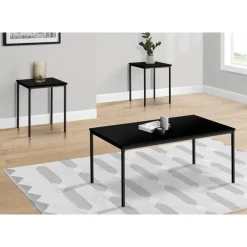 Table set - 3pcs set / black / black metal - Monarch