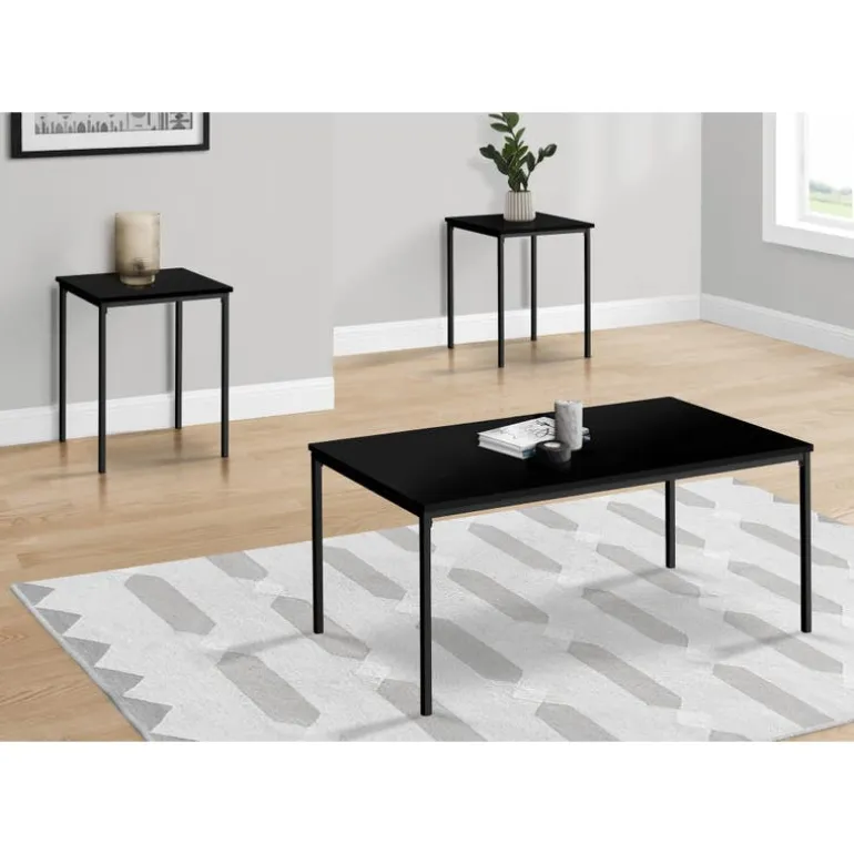 Table set - 3pcs set / black / black metal - Monarch