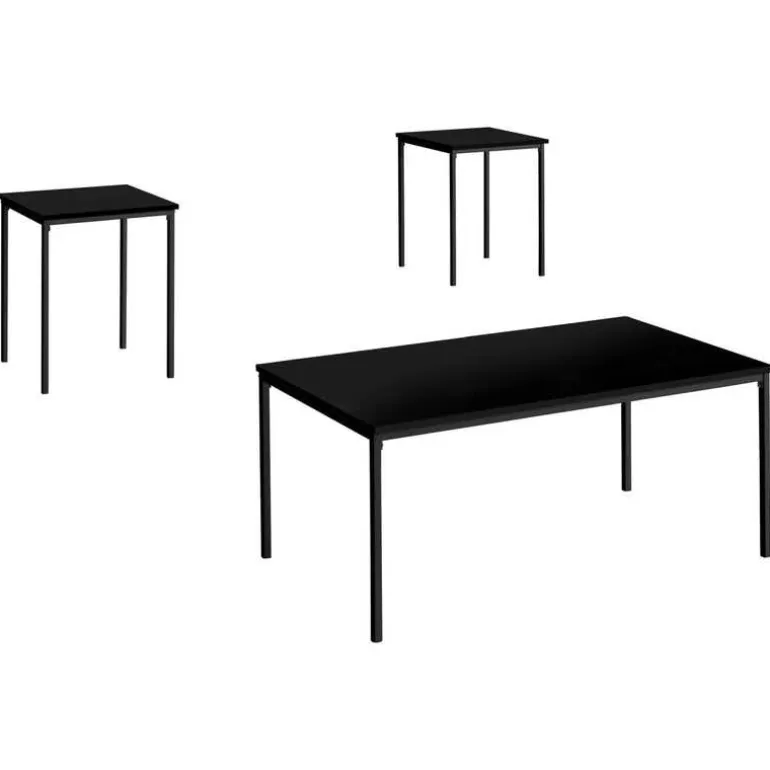 Table set - 3pcs set / black / black metal - Monarch