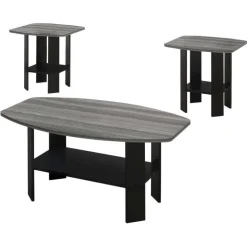 Table set - 3pcs set / black / grey top - Monarch
