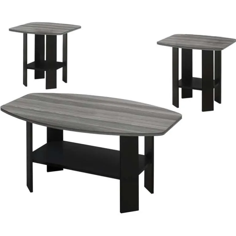 Table set - 3pcs set / black / grey top - Monarch