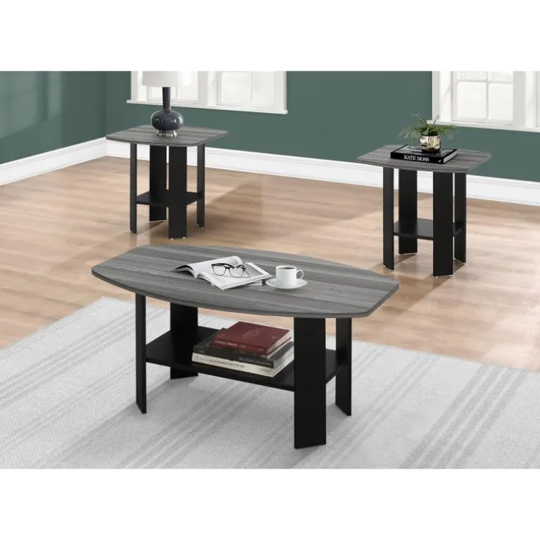 Table set - 3pcs set / black / grey top - Monarch