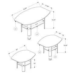 Table set - 3pcs set / brown oak - Monarch