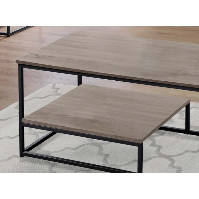 Table set - 3pcs set / dark taupe / black metal - Monarch