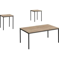 Table set - 3pcs set / dark taupe / black metal - Monarch