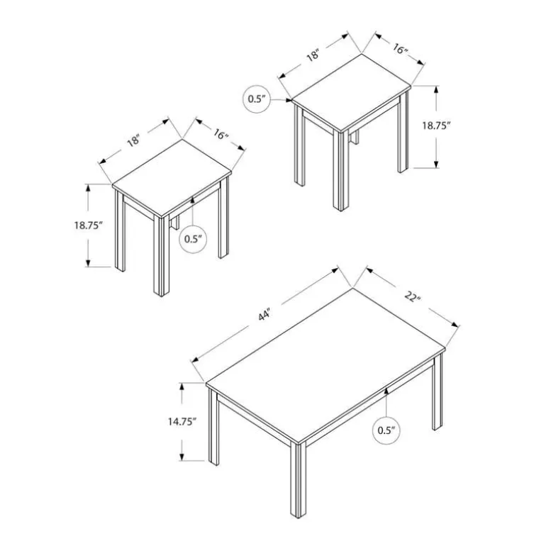 Table set - 3pcs set / espresso - Monarch