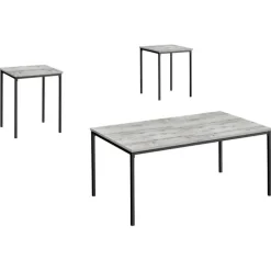 Table set - 3pcs set / grey / black metal - Monarch