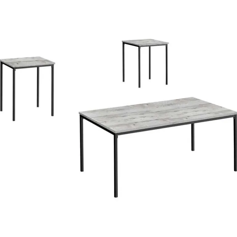 Table set - 3pcs set / grey / black metal - Monarch