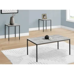 Table set - 3pcs set / grey / black metal - Monarch