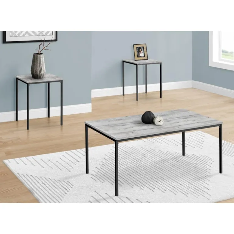 Table set - 3pcs set / grey / black metal - Monarch