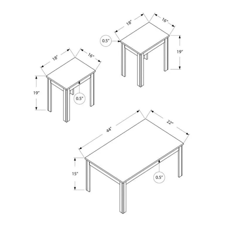 Table set - 3pcs set / industrial grey - Monarch