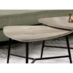 Table set - 2pcs set / taupe reclaimed wood / black metal - Monarch
