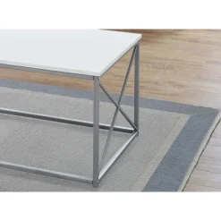 Table set - 3pcs set / white / silver metal - Monarch