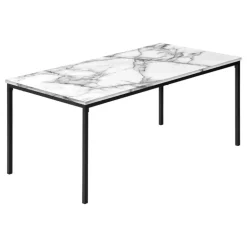 Table set - 3pcs set / white marble / black metal - Monarch