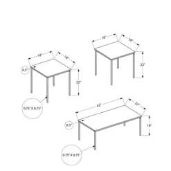 Table set - 3pcs set / white marble / black metal - Monarch