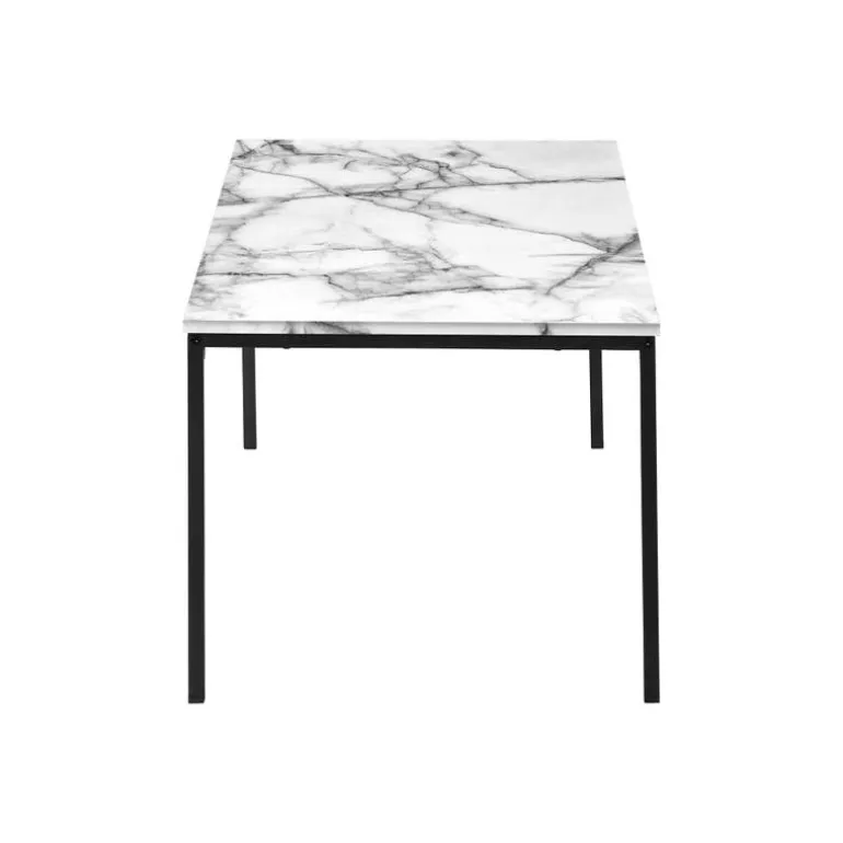 Table set - 3pcs set / white marble / black metal - Monarch