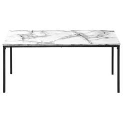 Table set - 3pcs set / white marble / black metal - Monarch