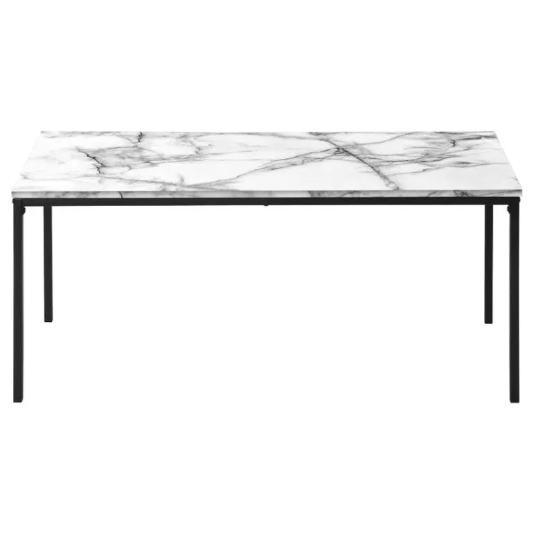 Table set - 3pcs set / white marble / black metal - Monarch