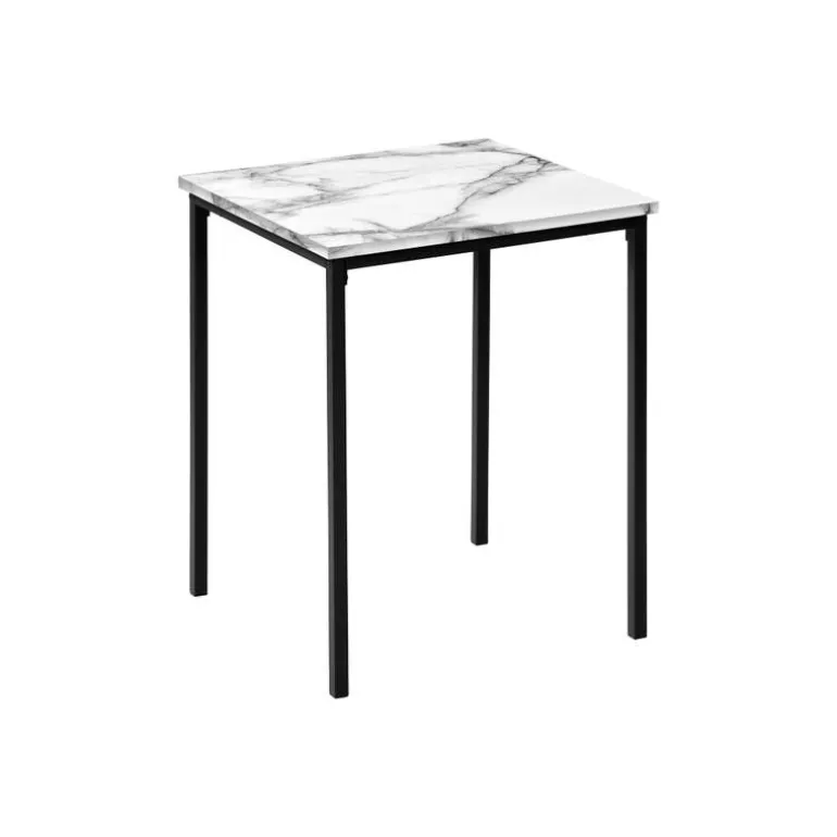 Table set - 3pcs set / white marble / black metal - Monarch