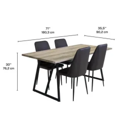 Table with 4 Chairs - Black