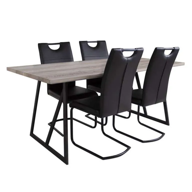 Table with 4 Chairs - Black