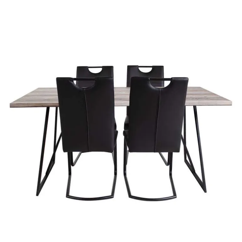 Table with 4 Chairs - Black