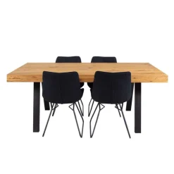 Table with 4 Chairs - Black