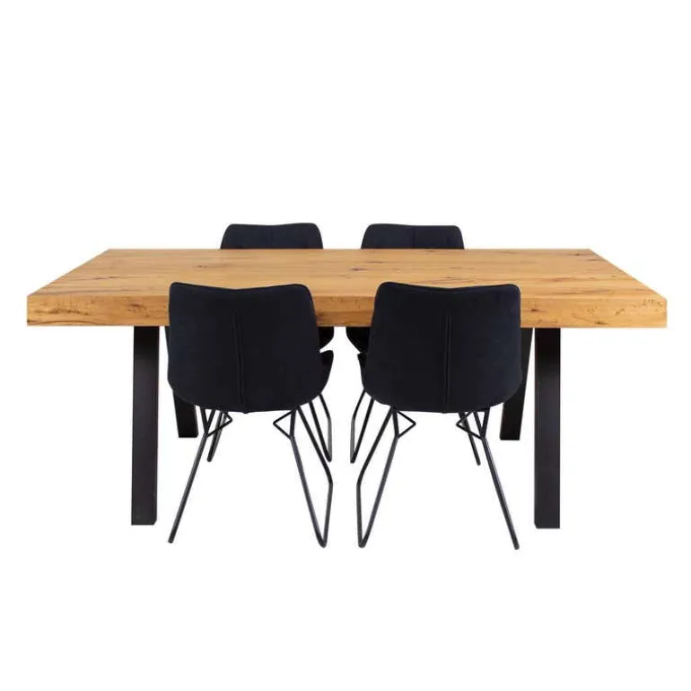Table with 4 Chairs - Black