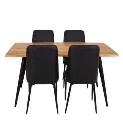Table with 4 Chairs - Black