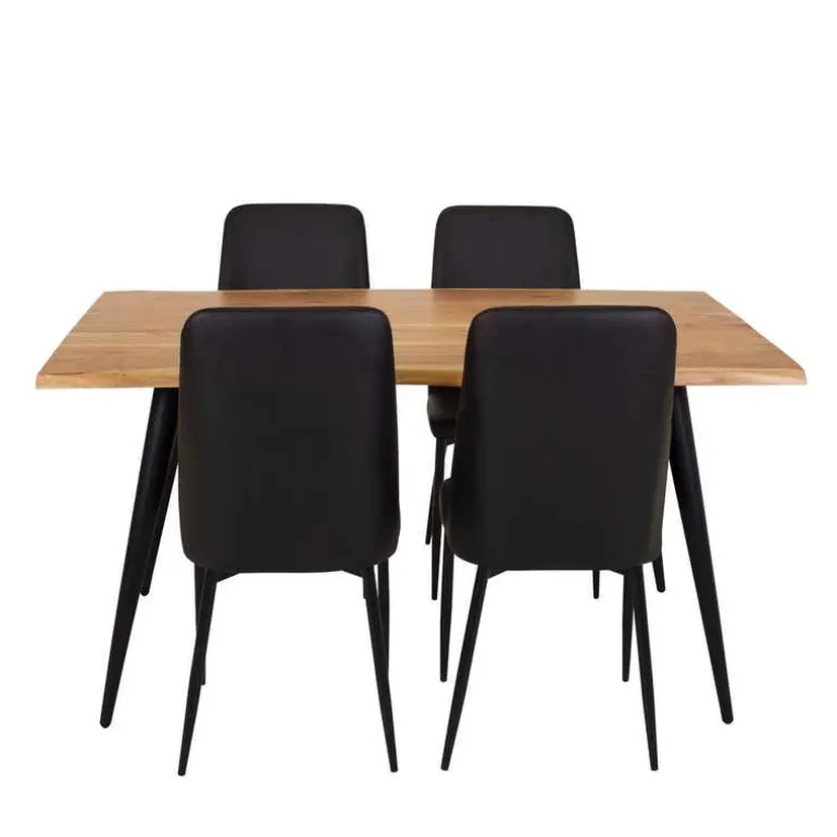 Table with 4 Chairs - Black