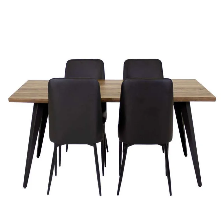 Table with 4 Chairs - Black