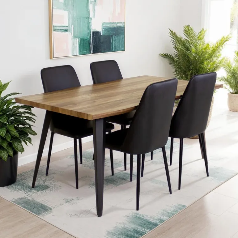 Table with 4 Chairs - Black