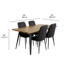 Table with 4 Chairs - Black