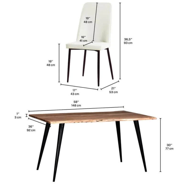 Table with 4 Chairs - White