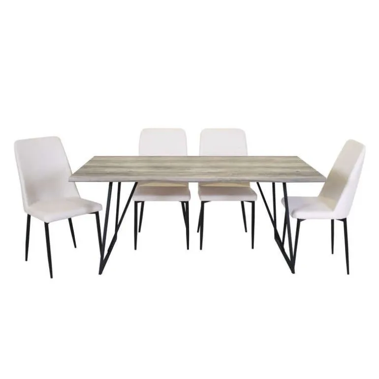 Table with 4 Chairs - White