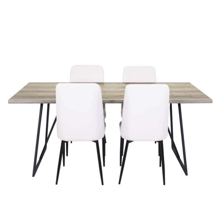 Table with 4 Chairs - White
