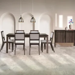 Table with Extension Leaf (54" to 70") and 6 Chairs - Slate