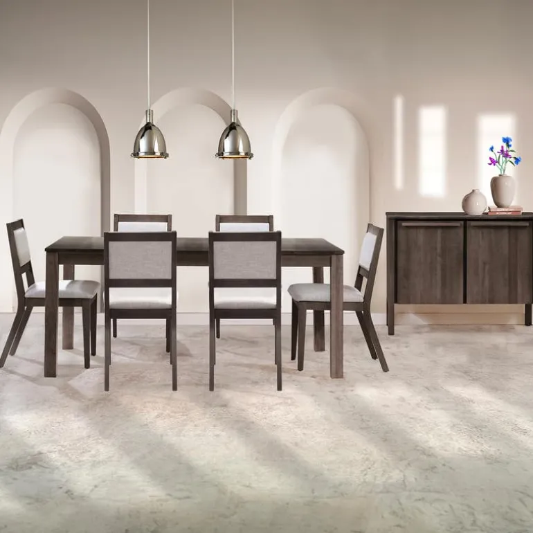 Table with Extension Leaf (54" to 70") and 6 Chairs - Slate